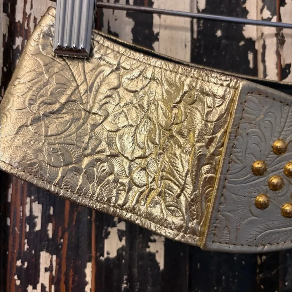 Sharon Burch Gold Embossed Women's statement Belt